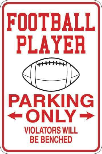 Football Player Parking Only Sign Decal