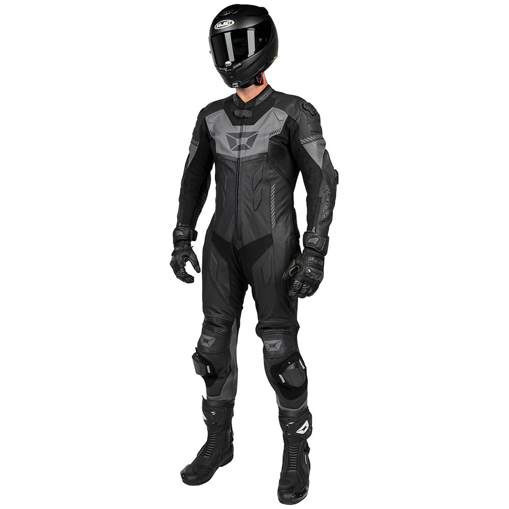 Cortech REVO SPORT AIR MEN'S 1-PIECE LEATHER SUIT Black/Gun Large