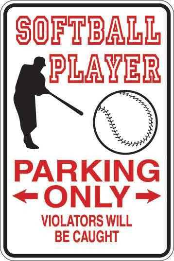 Softball Player Parking Only Sign Decal