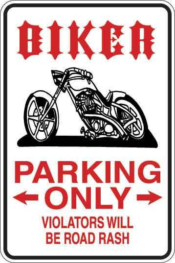 Biker Parking Only Sign Decal 1