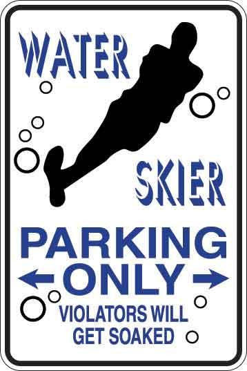 Water Skier Parking Only Sign Decal