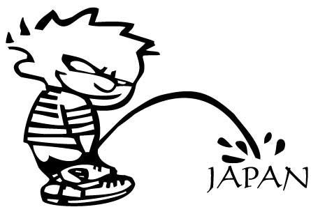 Boy Peeing on Japan Decal