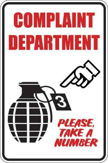Complaint Department Sign Decal