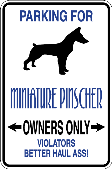 Miniature Pinscher Parking Only Sign Decal