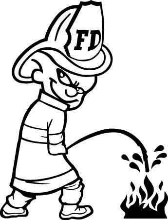 Firefighter Peeing On Fire Decal